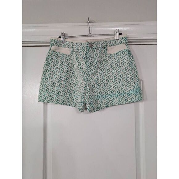 Anthropologie Cartonnier Rose Point Lace Shorts women's 4 Kelly green overlay - Picture 1 of 8